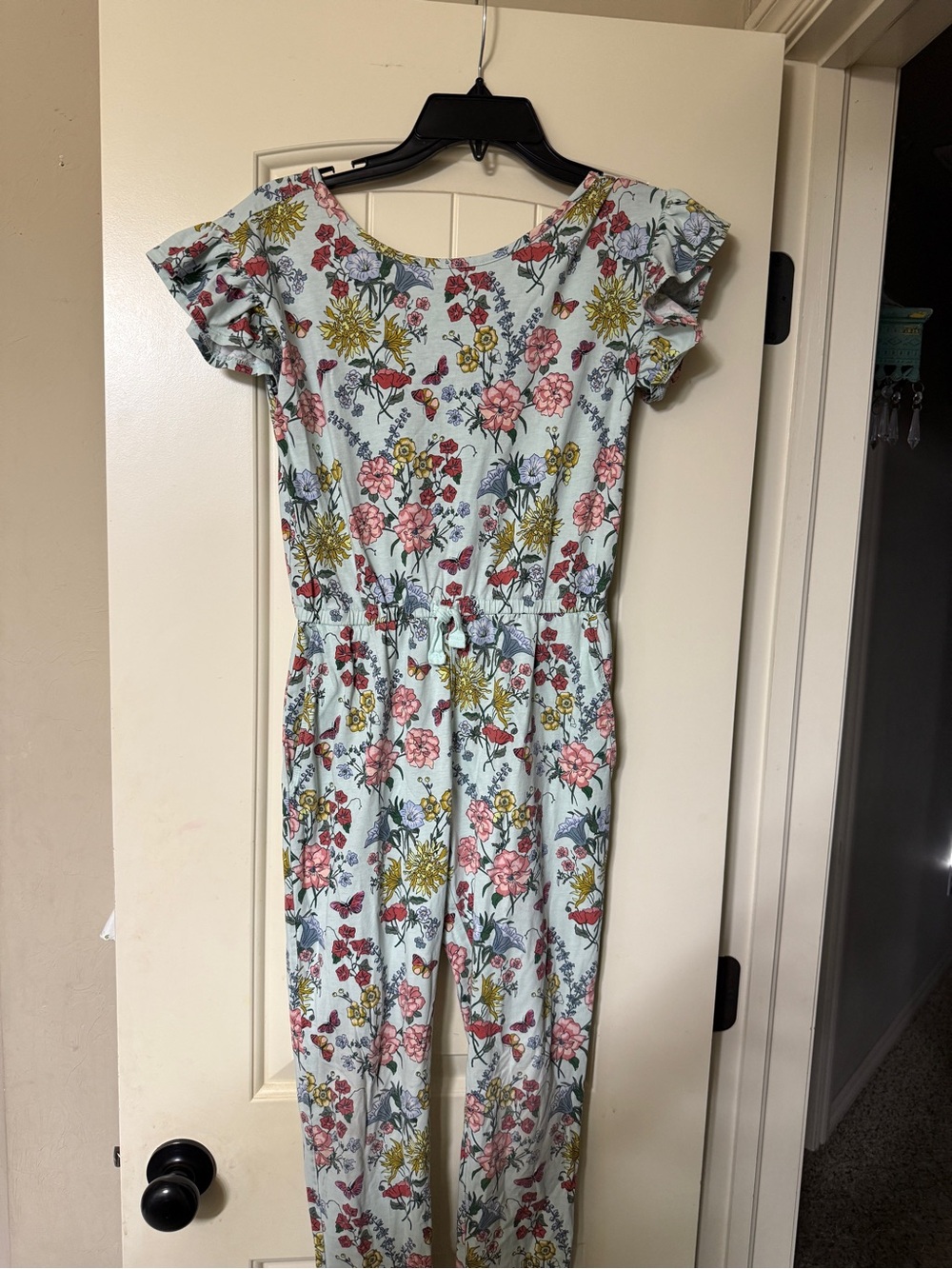 Tea Collection Mint Floral Girls Jumpsuit with Pink and Yellow Accents